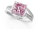White gold Fancy Pink Princess  Solitaire Diamond Ring with Split Shank and Prong Setting_18