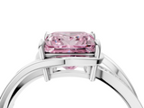 White gold Fancy Pink Princess  Solitaire Diamond Ring with Split Shank and Prong Setting_21