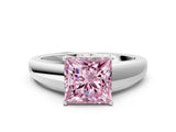 White gold Fancy Pink Princess  Solitaire Diamond Ring with Tapered Band and Four-Prong Setting_47