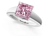 White gold Fancy Pink Princess  Solitaire Diamond Ring with Tapered Band and Four-Prong Setting_54