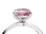 White gold Fancy Pink Princess  Solitaire Diamond Ring with Thin Band and Four-Prong Setting_16