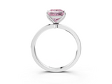 White gold Fancy Pink Princess  Solitaire Diamond Ring with Thin Band and Four-Prong Setting_3
