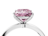 White gold Fancy Pink Princess  Solitaire Diamond Ring with Thin Band and Four-Prong Setting_4