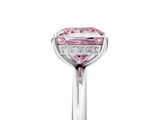 White gold Fancy Pink Princess  Solitaire Diamond Ring with a Classic Band and Four-Prong Setting 5