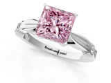 White gold Fancy Pink Princess  Solitaire Diamond Twisted Band with Four-Prong Setting_1