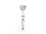 White gold Fancy Pink Princess  Solitaire Diamond Twisted Band with Four-Prong Setting_2