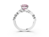 White gold Fancy Pink Princess  Solitaire Diamond Twisted Band with Four-Prong Setting_3