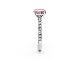 White gold Fancy Pink Princess  Solitaire Diamond with Pavé Band and Four-Prong Setting_2