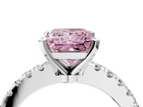 White gold Fancy Pink Princess  Solitaire Diamond with Pavé Band and Four-Prong Setting_4
