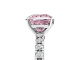 White gold Fancy Pink Princess  Solitaire Diamond with Pavé Band and Four-Prong Setting_5