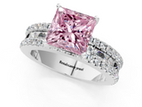 White gold Fancy Pink Princess  Solitaire Diamond with Pave and Channel Set Band_1