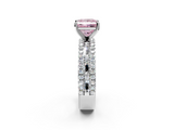 White gold Fancy Pink Princess  Solitaire Diamond with Pave and Channel Set Band_2