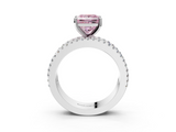 White gold Fancy Pink Princess  Solitaire Diamond with Pave and Channel Set Band_3