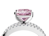 White gold Fancy Pink Princess  Solitaire Diamond with Pave and Channel Set Band_4