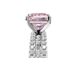 White gold Fancy Pink Princess  Solitaire Diamond with Pave and Channel Set Band_5