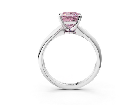 White gold Fancy Pink Princess  Solitaire Engagement Ring with Classic Band and Four-Prong Setting_3