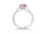 White gold Fancy Pink Princess  Solitaire Engagement Ring with Four-Prong Setting and Classic Band 3