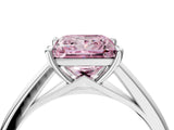 White gold Fancy Pink Princess  Solitaire Engagement Ring with Four-Prong Setting and Classic Band 4