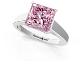 White gold Fancy Pink Princess  Solitaire Engagement Ring with Four-Prong Setting and Tapered Band_4