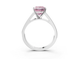 White gold Fancy Pink Princess  Solitaire Engagement Ring with Four-Prong Setting and Tapered Band_6