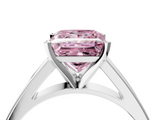White gold Fancy Pink Princess  Solitaire Engagement Ring with Four-Prong Setting and Tapered Band_7