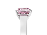 White gold Fancy Pink Princess  Solitaire Engagement Ring with Four-Prong Setting and Tapered Band_8