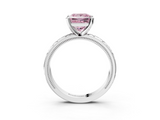 White gold Fancy Pink Princess  Solitaire Engagement Ring with Scrollwork Band and Four-Prong Setting_3