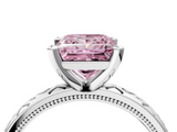 White gold Fancy Pink Princess  Solitaire Engagement Ring with Scrollwork Band and Four-Prong Setting_4