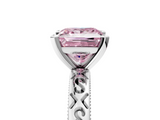 White gold Fancy Pink Princess  Solitaire Engagement Ring with Scrollwork Band and Four-Prong Setting_5