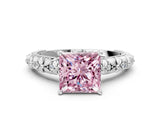 White gold Fancy Pink Princess  Solitaire Floral Milgrain Engagement Ring_31