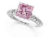 White gold Fancy Pink Princess  Solitaire Floral Milgrain Engagement Ring_32
