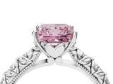 White gold Fancy Pink Princess  Solitaire Floral Milgrain Engagement Ring_35