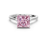 White gold Fancy Pink Princess  Solitaire Heart Prong Engagement Ring with Tapered Band_35