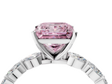 White gold Fancy Pink Princess  Solitaire Marquise Side Stone Prong Setting Ring_4