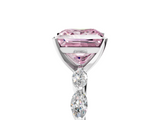 White gold Fancy Pink Princess  Solitaire Marquise Side Stone Prong Setting Ring_5