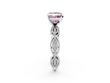 White gold Fancy Pink Princess  Solitaire Milgrain Diamond Engagement Ring with Bezel and Marquise Band_2