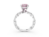 White gold Fancy Pink Princess  Solitaire Milgrain Diamond Engagement Ring with Bezel and Marquise Band_3