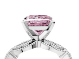 White gold Fancy Pink Princess  Solitaire Milgrain Diamond Engagement Ring with Bezel and Marquise Band_4
