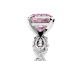 White gold Fancy Pink Princess  Solitaire Milgrain Diamond Engagement Ring with Bezel and Marquise Band_5