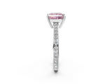 White gold Fancy Pink Princess  Solitaire Pavé Band Prong Setting Ring_2