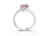 White gold Fancy Pink Princess  Solitaire Pavé Band Prong Setting Ring_3