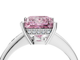 White gold Fancy Pink Princess  Solitaire Pavé Band Prong Setting Ring_4