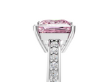 White gold Fancy Pink Princess  Solitaire Pavé Band Prong Setting Ring_5