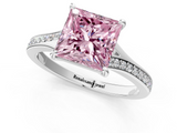 White gold Fancy Pink Princess  Solitaire Pavé Band with Four-Prong Setting_18
