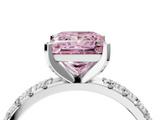 White gold Fancy Pink Princess  Solitaire Pavé Band with Four-Prong Setting_4