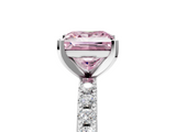 White gold Fancy Pink Princess  Solitaire Pavé Band with Four-Prong Setting_5