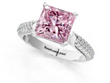 White gold Fancy Pink Princess  Solitaire Pavé Diamond Engagement Ring with Four-Prong Setting_1