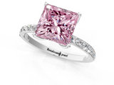 White gold Fancy Pink Princess  Solitaire Pavé Diamond Engagement Ring with Four-Prong Setting_1