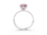 White gold Fancy Pink Princess  Solitaire Pavé Diamond Engagement Ring with Four-Prong Setting_3