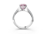 White gold Fancy Pink Princess  Solitaire Pavé Diamond Engagement Ring with Four-Prong Setting_3